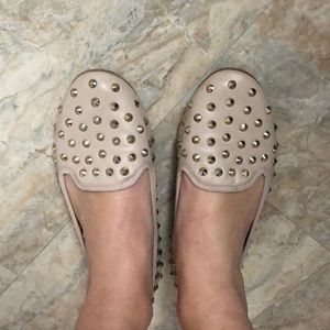 Gold studded, nude flats size 5 1/2